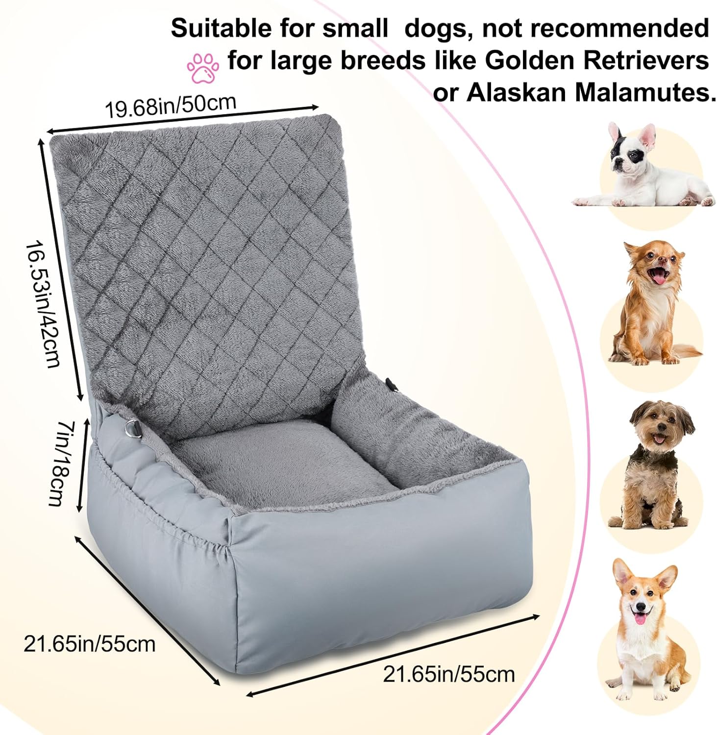 Small Dog Booster Car Seat – Plush & Comfortable Travel Seat for Dogs Up to 9kg