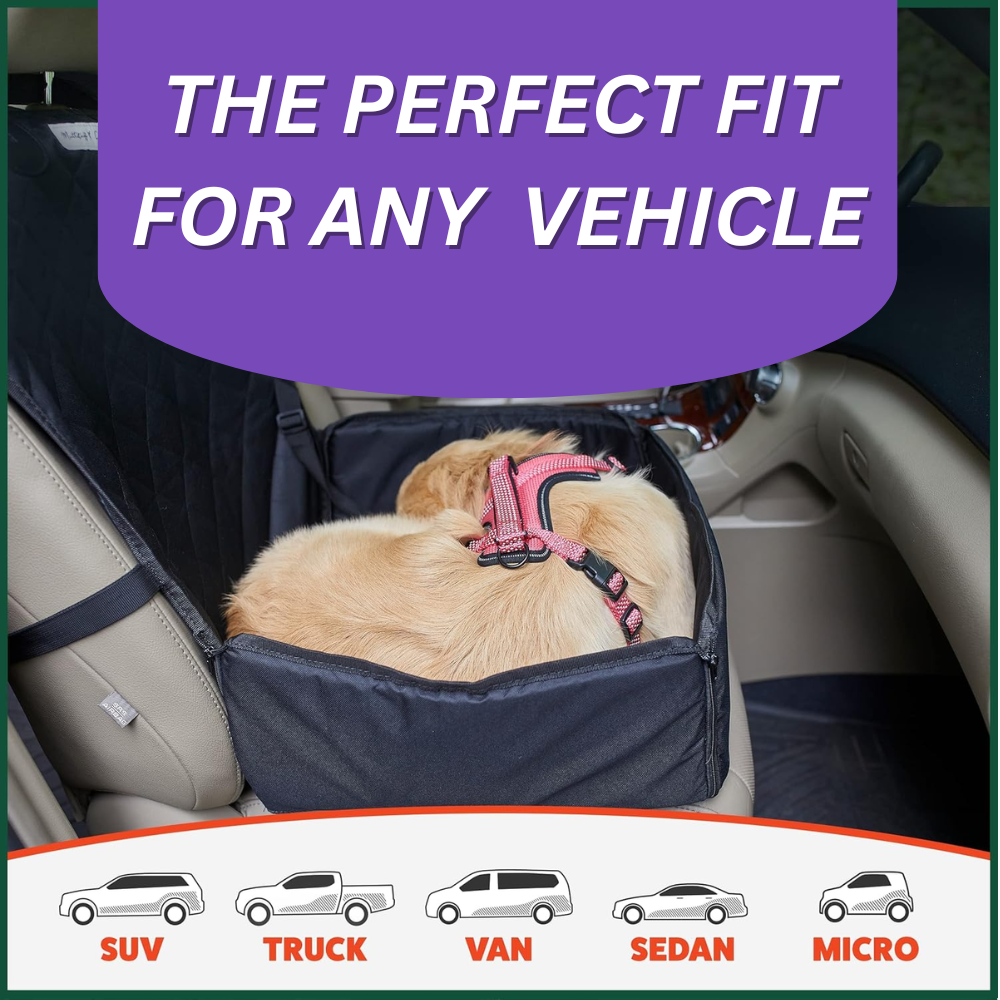 2-in-1 Dog Car Seat & Seat Cover – Waterproof Foldable Travel Booster Basket with Safety Leash