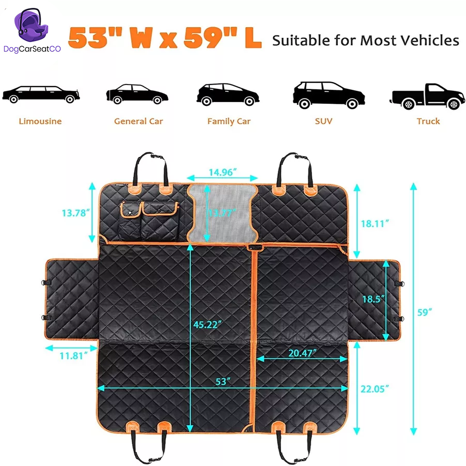 53" W x 59" L suitable for most Vehicles