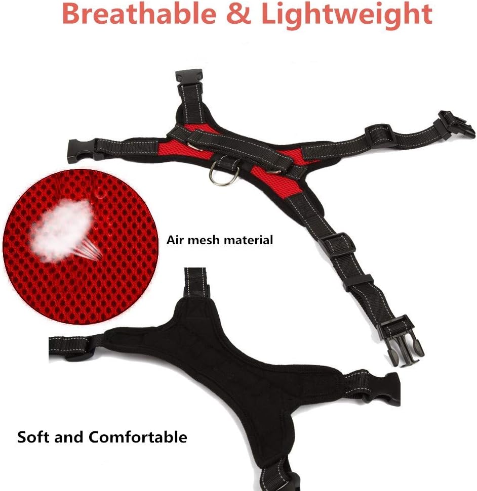 Red dog harness breathable air mesh, soft and lightweight