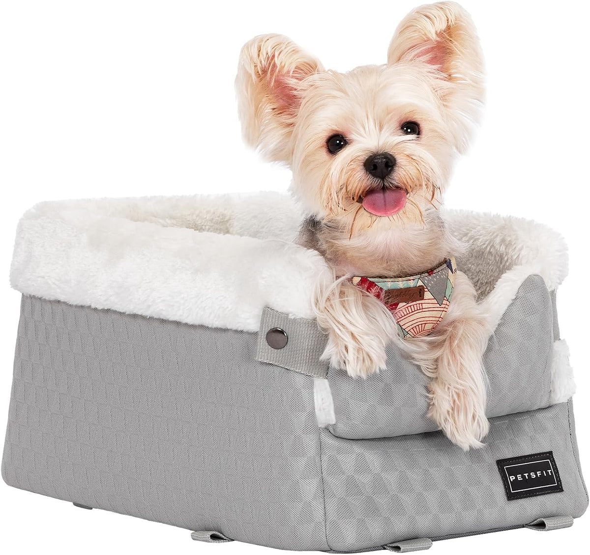 Light grey classic console dog car seat front view