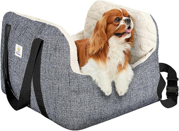 Small Dog Car Seat, Dog Booster Car Seat for Small Dogs, Puppy Seats for Cars with Fixed Buckle and Safety Leash,Dogs Bed Cars Seats, Pet Travel Carrier Bed Up to 25lbs,