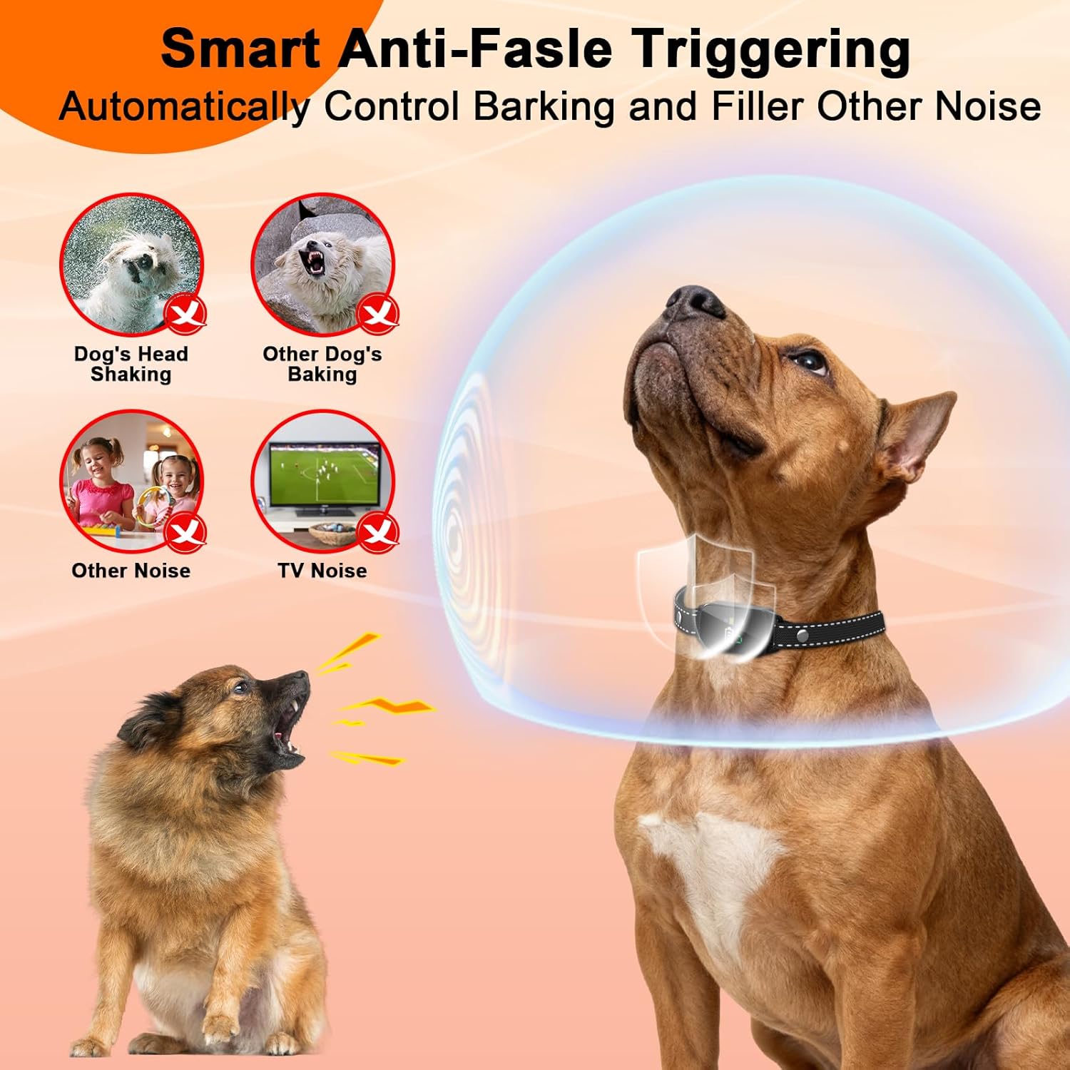 Anti Bark Collar for Small Medium Dogs, Rechargeable Waterproof Dog Bark Collar with Beep & 7 Sensitivity Levels, 3 Training Modes