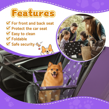Breathable Folding Pet Booster Carrier – Portable Dog & Cat Travel Car Seat
