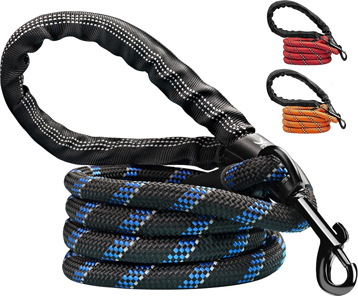 Candure Dog Leash 5 FT, Soft Padded Rope Handle, Anti Slip Grip, Reflective Strong Lead for Puppy, Medium and Large Dogs