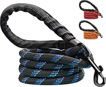 Candure Dog Leash 5 FT, Soft Padded Rope Handle, Anti Slip Grip, Reflective Strong Lead for Puppy, Medium and Large Dogs