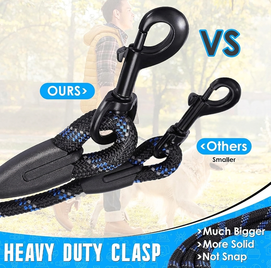 Candure Dog Leash 5 FT, Soft Padded Rope Handle, Anti Slip Grip, Reflective Strong Lead for Puppy, Medium and Large Dogs