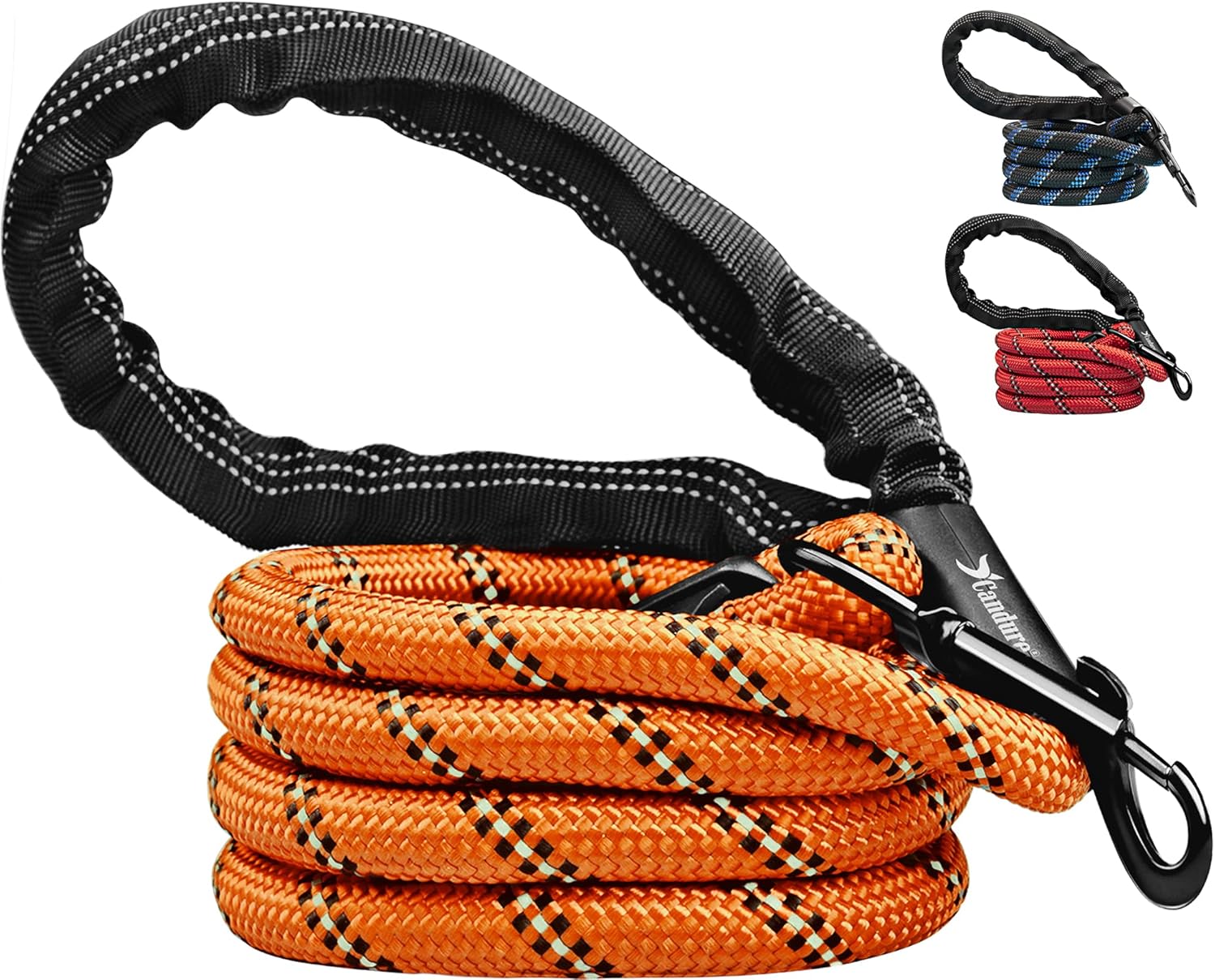 Candure Dog Leash 5 FT, Soft Padded Rope Handle, Anti Slip Grip, Reflective Strong Lead for Puppy, Medium and Large Dogs