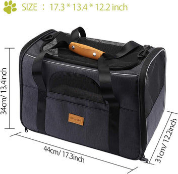 Cat & Dog Carrier – Top Opening, Breathable Mesh, Includes Bowl, Up to 7kg