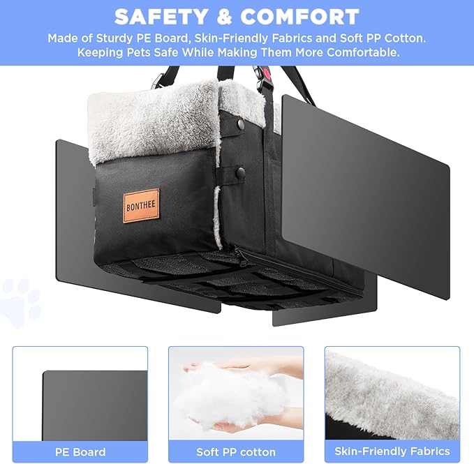 Center Console Dog Car Seat for Small Dogs, Washable Foldable Puppy Car Seat with Safe Protection 