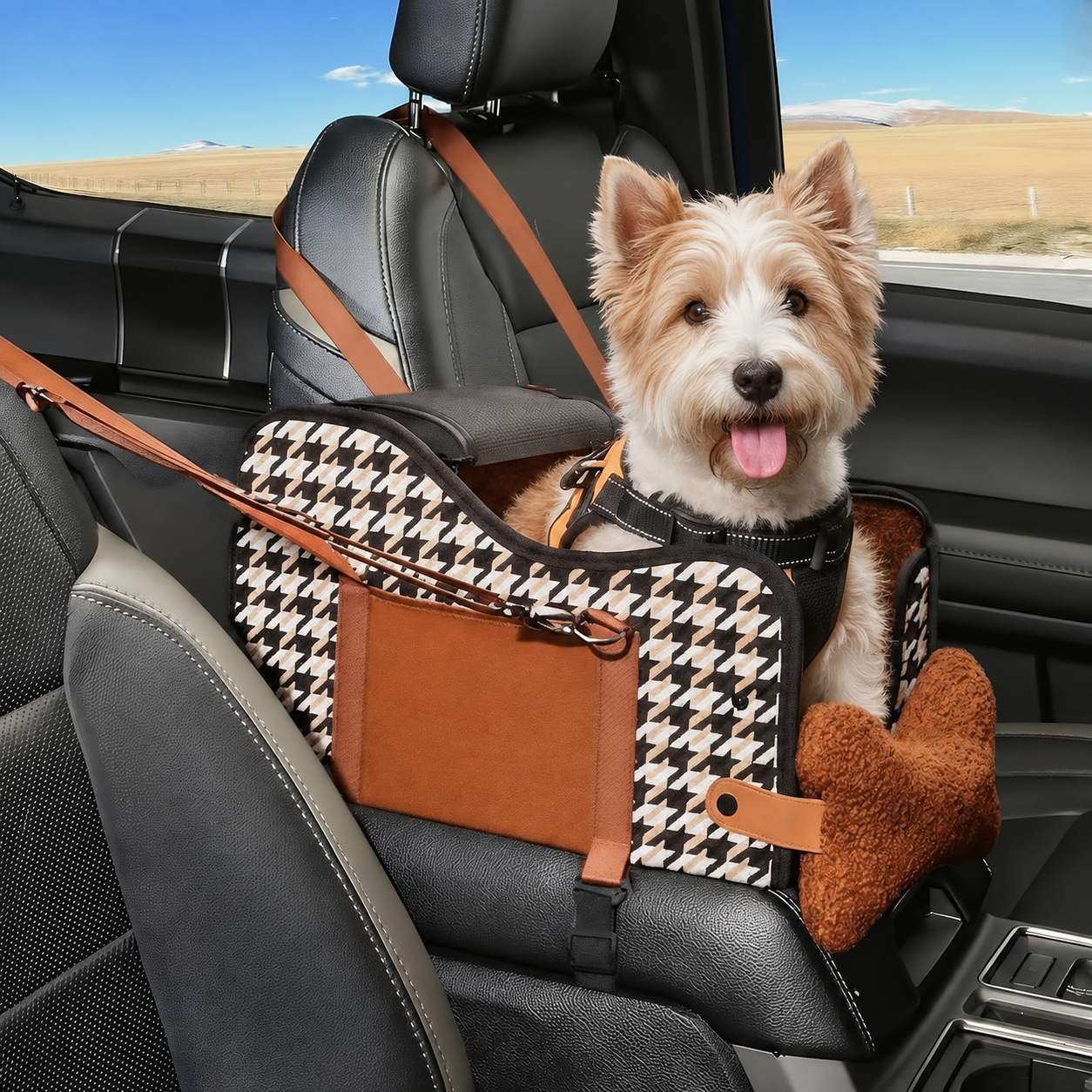 Centre Console Dog Car Seat – Headrest Anchor Straps, Up to 7.48kg