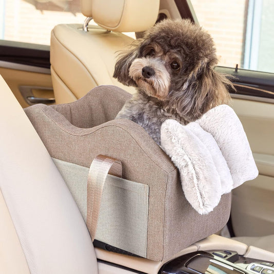 Centre_Console_Dog_Car_Seat_for_Small_Dogs_Cats_Champagne_Khaki_Up_to_3.99kg
