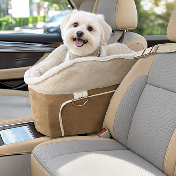 ConsoleDogCarSeat_Non-SlipBase_TripleStability_Upto11lbs_LightBrown