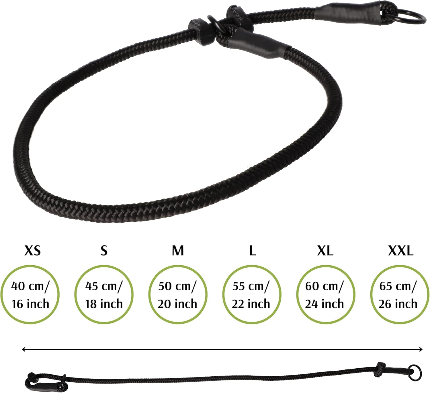 Dingo Gear Dog Training Collar with Two Limiters Durable Slip Braided Cord Hand-Sewn for IGP Obedience Military Training Working Dogs - All Black