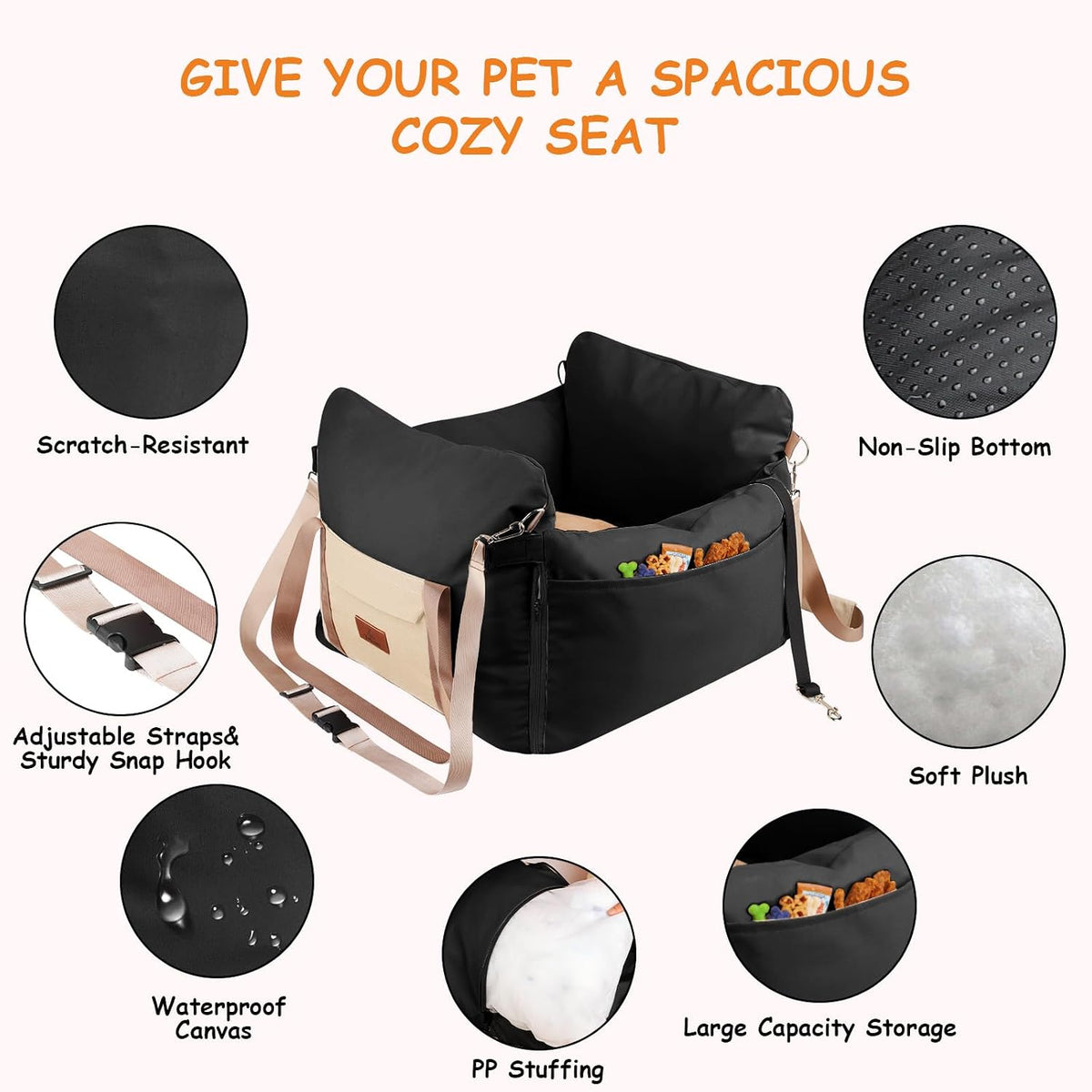 DogCarBoosterSeat_WaterproofBase_SideHandles_Upto25lbsmultifeature