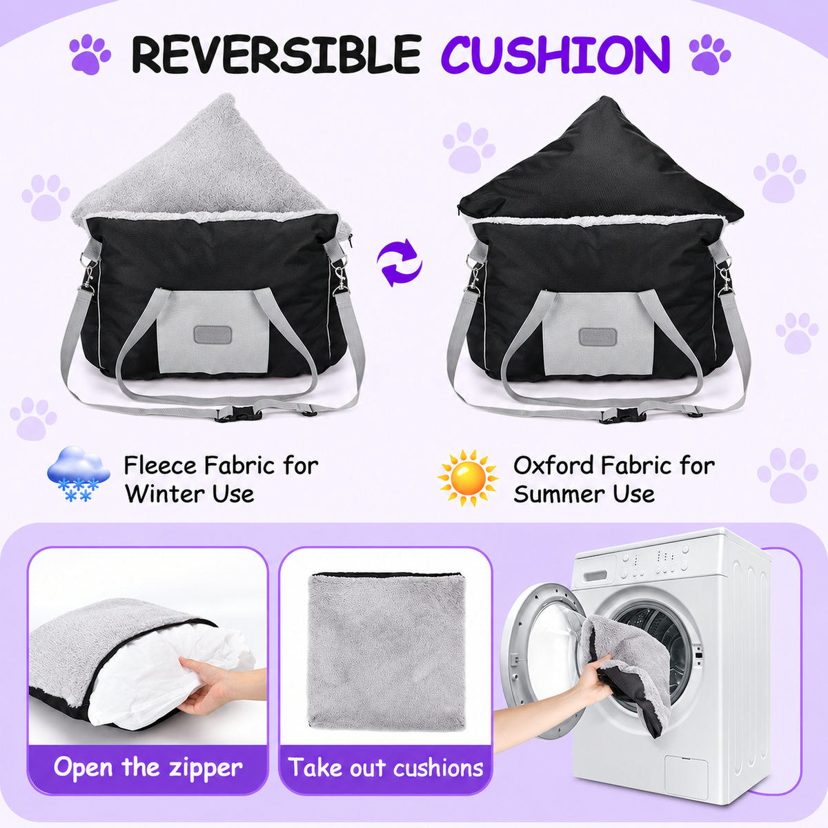 DogCarBoosterSeat_Waterproof_ReversibleplushOxfordcover