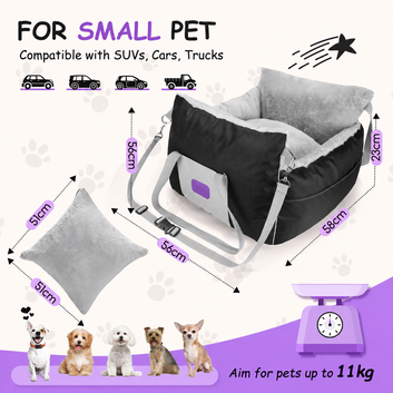DogCarBoosterSeat_Waterproof_WarmPlush_StoragePockets_sizechart