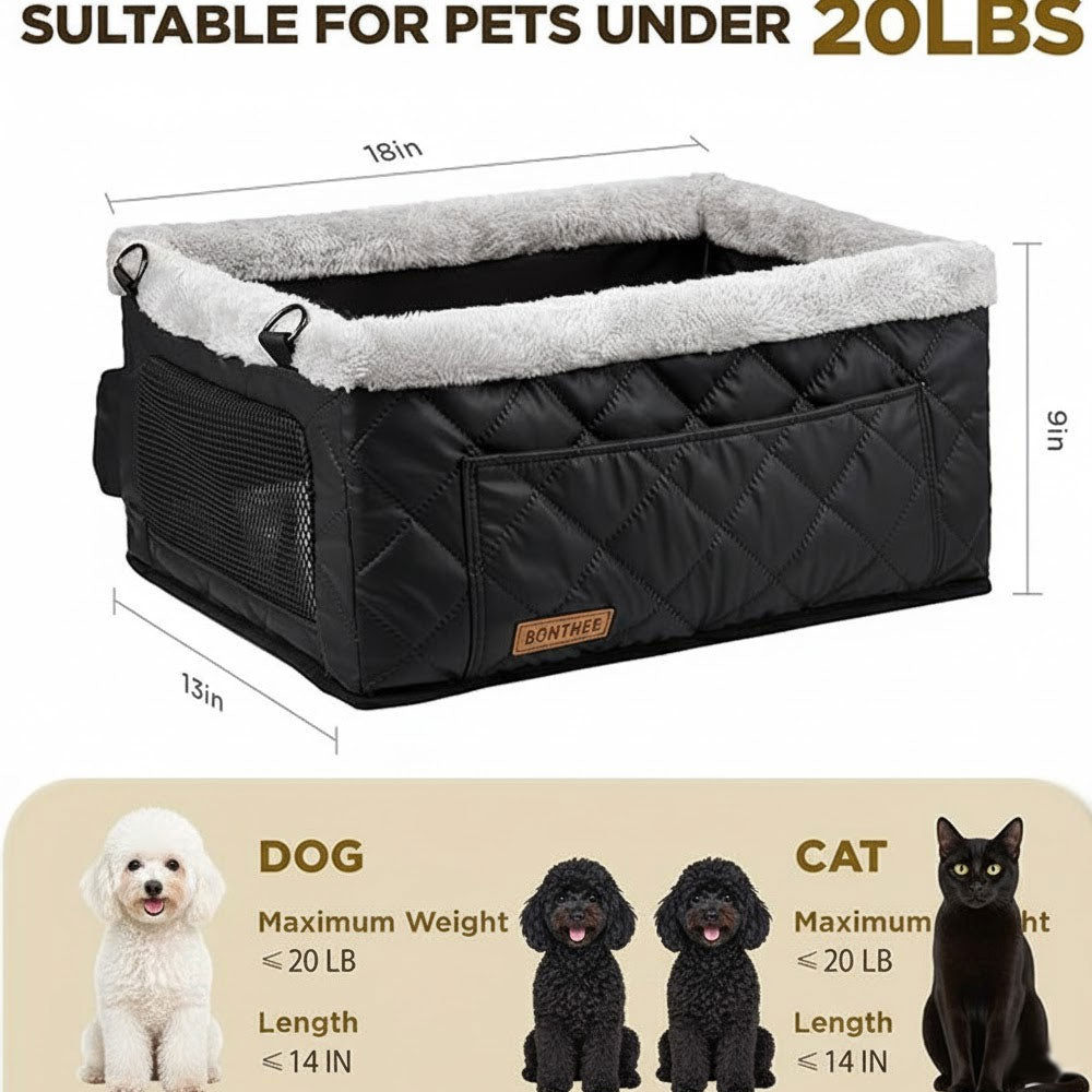 Dog Booster Car Seat for Small Dogs up to 20 lbs, Heavy-Duty Metal Frame & PU Leather, Portable Pet Seat