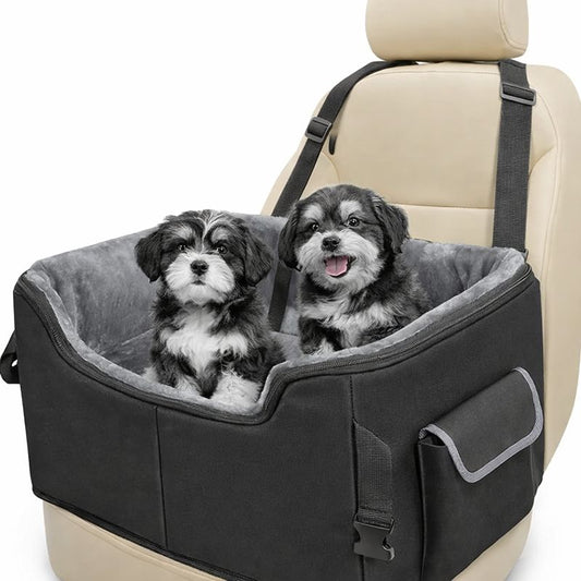 Dog Booster Car Seat for Small to Medium Dogs & Cats – Stable, Washable Pet Travel Seat with Safety Leash