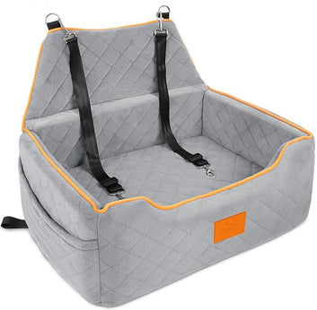 Dog Booster Car Seat with Cushion & Storage – Up to 55 lbs, Comfortable & Safe