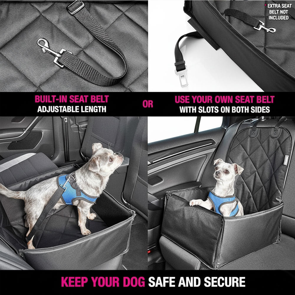 Dog Booster Car Seat with Safety Harness – Soft, Durable,