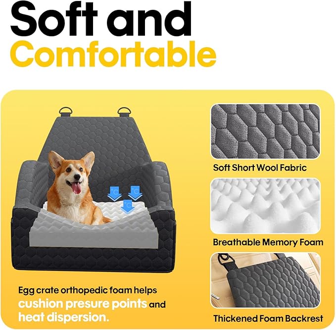Dog Booster, Memory Foam Car Seat for Small Medium Dogs 1