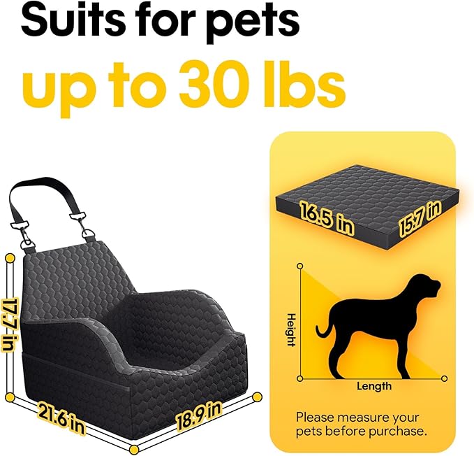 Dog Booster, Memory Foam Car Seat for Small Medium Dogs 2