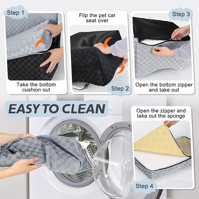 Dog Booster Seat with Thick Cushion, Washable Dog Travel Bed for Large Dogs