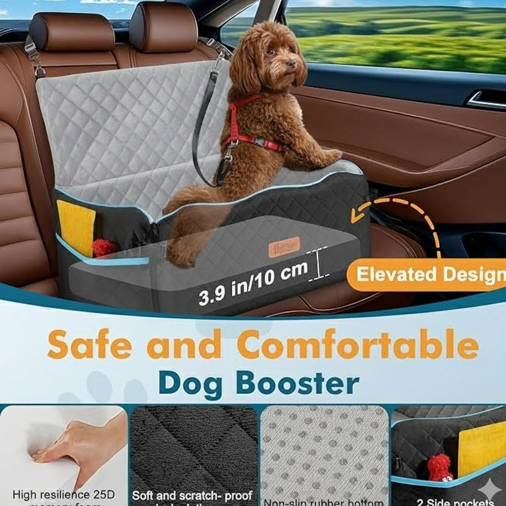 Dog Car Bed for Large Dogs Under 60 lbs or 2 Small Breeds, Comfortable Dog