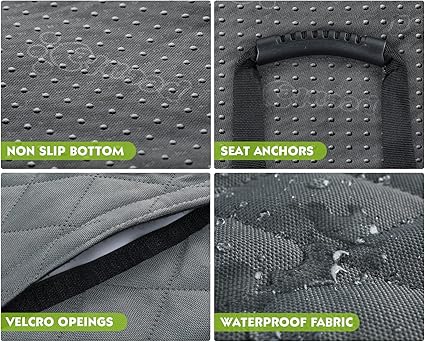 Dog Car Seat Cover 100% Waterproof, Rear Seat Covers for Dogs with Mesh Window/Side Storage Bags,
