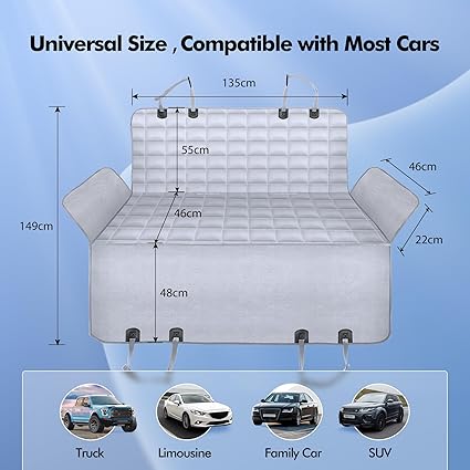 Dog Car Seat Cover 4-in-1 Waterproof Hammock – Premium Back Seat Protector for Cars, SUVs & Trucks