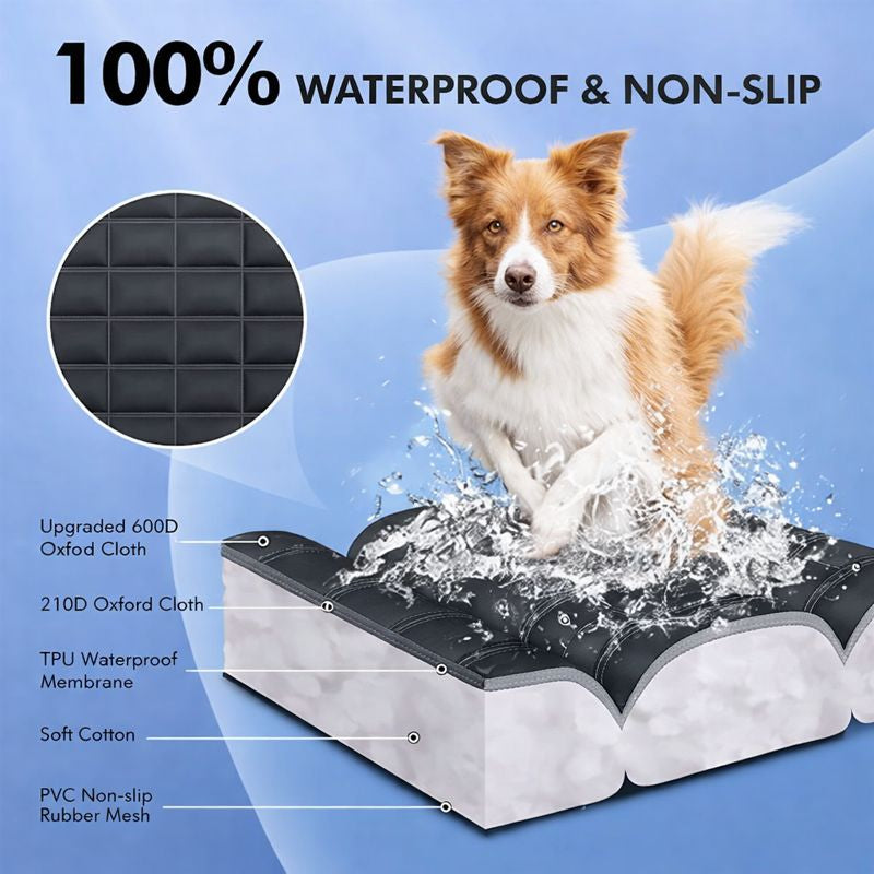 Dog Car Seat Cover 4-in-1 Waterproof Hammock – Premium Back Seat Protector for Cars, SUVs & Trucks