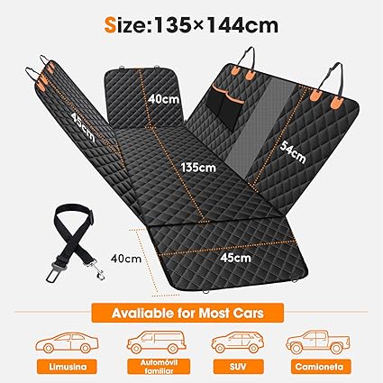 Dog Car Seat Cover Dog Hammock for Car Back Seat With Mesh Window and Side Protection, Back Seat Cover 