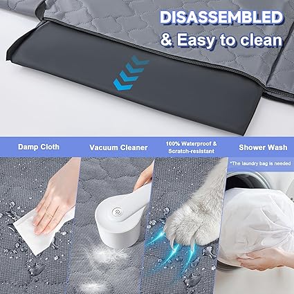 Dog Car Seat Cover for Back Seat - Hard Bottom Extender Holds up to 400 lbs, Waterproof Protector with Mesh Window, Dog Hammock for Full-Size Trucks & SUVs, Grey