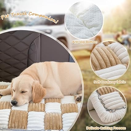 Dog Car Seat Cover for Back Seat - Soft Backseat Pet Bed Mat, Non-Slip Travel Dog Bed Mat for Car Back Seat, Thick Dog Seat Cover for Loveseats 