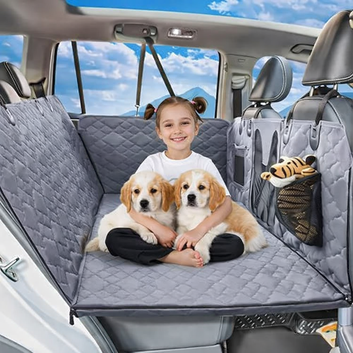 Dog Car Seat Cover for Back Seat – Waterproof Hammock with Hard Bottom & Mesh Window