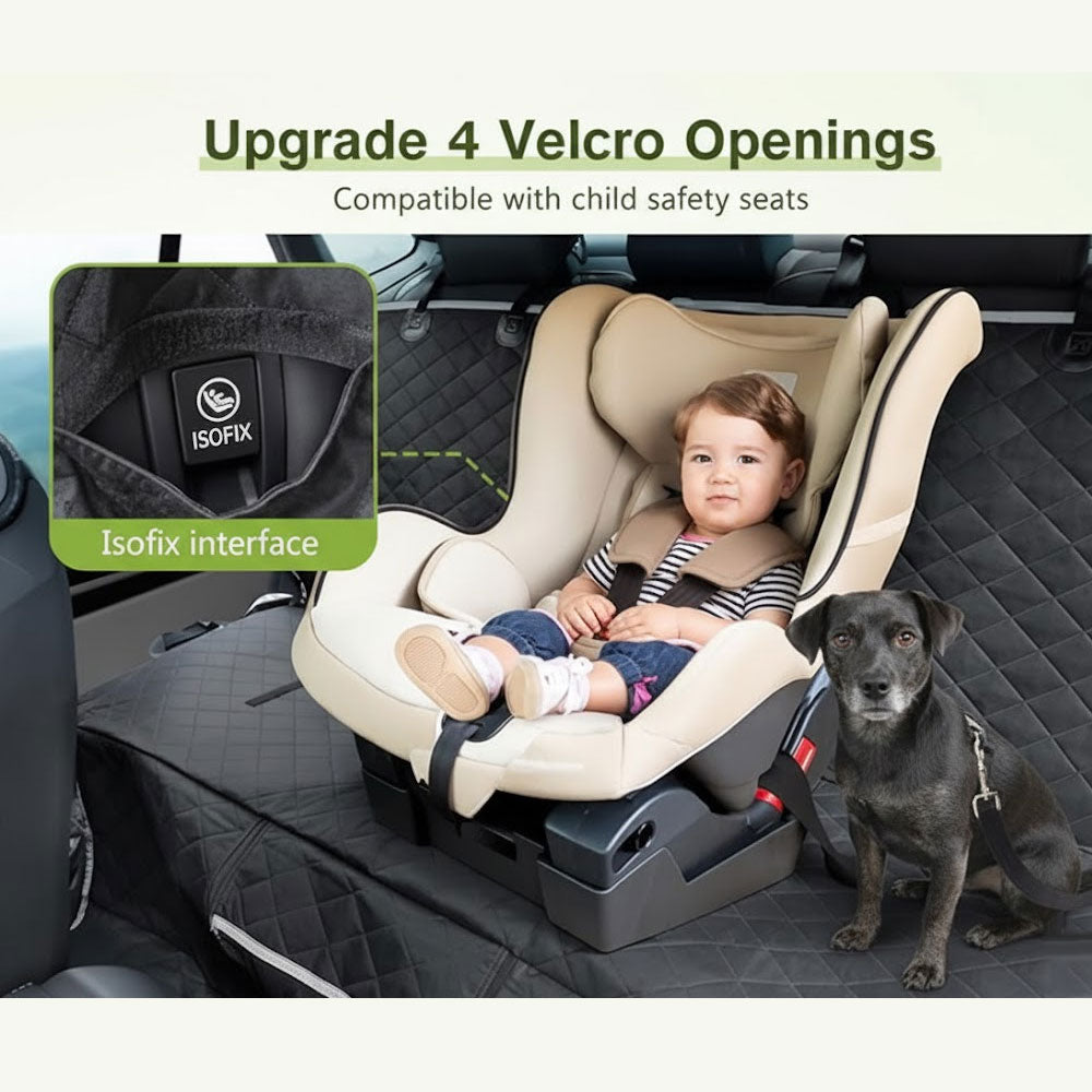 Dog Car Seat Cover for Dogs with Viewing Window/Side Flaps/Storage Bags, Dog Hammock Scratch Proof Nonslip Back Seat