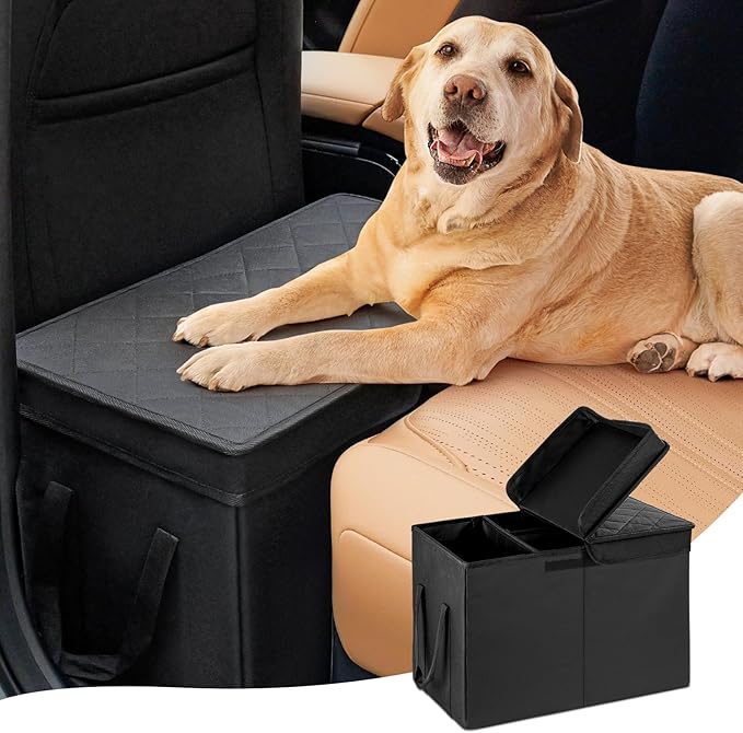 Dog Car Seat Extender & Organizer – Fits Dogs Up to 120 lbs, Black