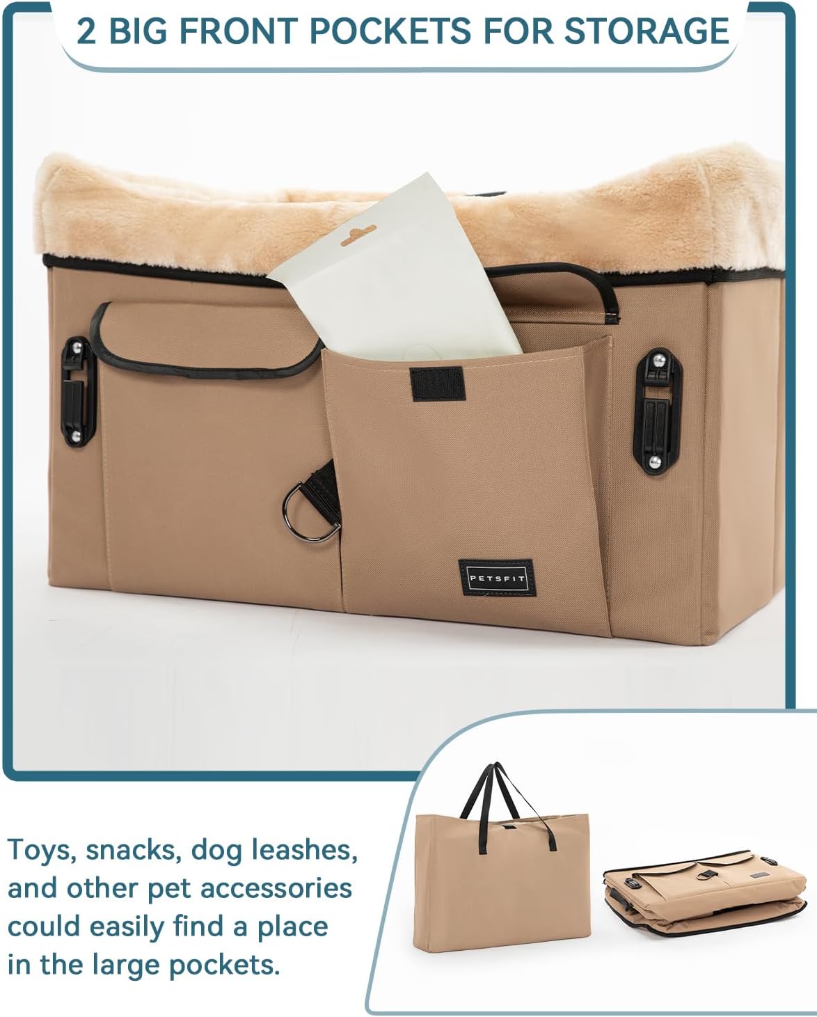 Dog Car Seat Medium Sized Dog, with Patent Buckles, Washable Pad, Upgraded Booster Car Seat Up to 20 KG