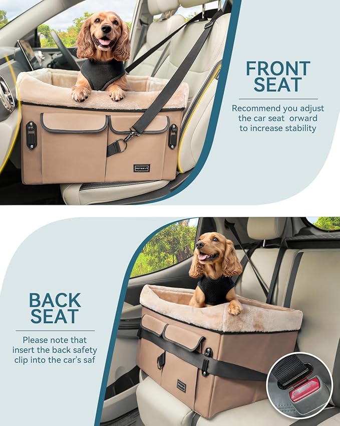 Dog Car Seat Medium Sized Dog, with Patent Buckles, Washable Pad, Upgraded Booster Car Seat Up to 20 KG