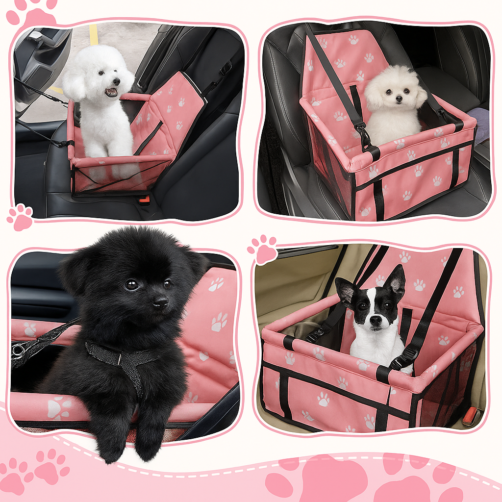 Dog Car Seat Travel Carrier Booster Cage, Breathable Folding Soft Washable Travel Bags