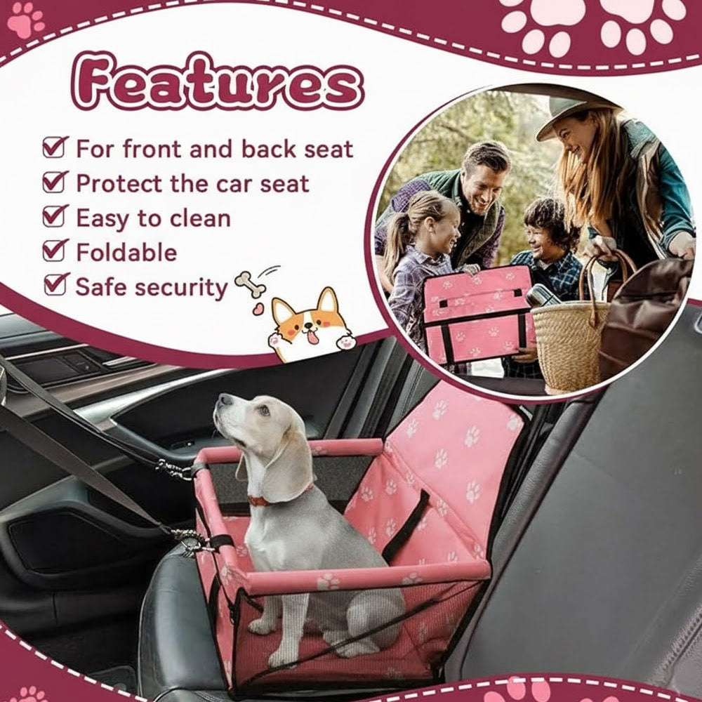 Dog Car Seat Travel Carrier Booster Cage, Breathable Folding Soft Washable Travel Bags for Dogs