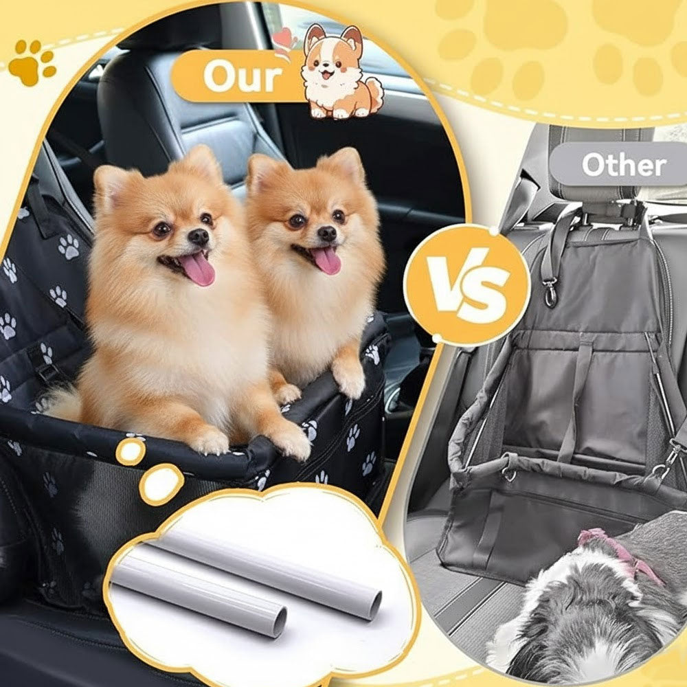 Dog Car Seat Travel Carrier Booster Cage, Breathable Folding Soft Washable Travel Bags for Dogs Cats