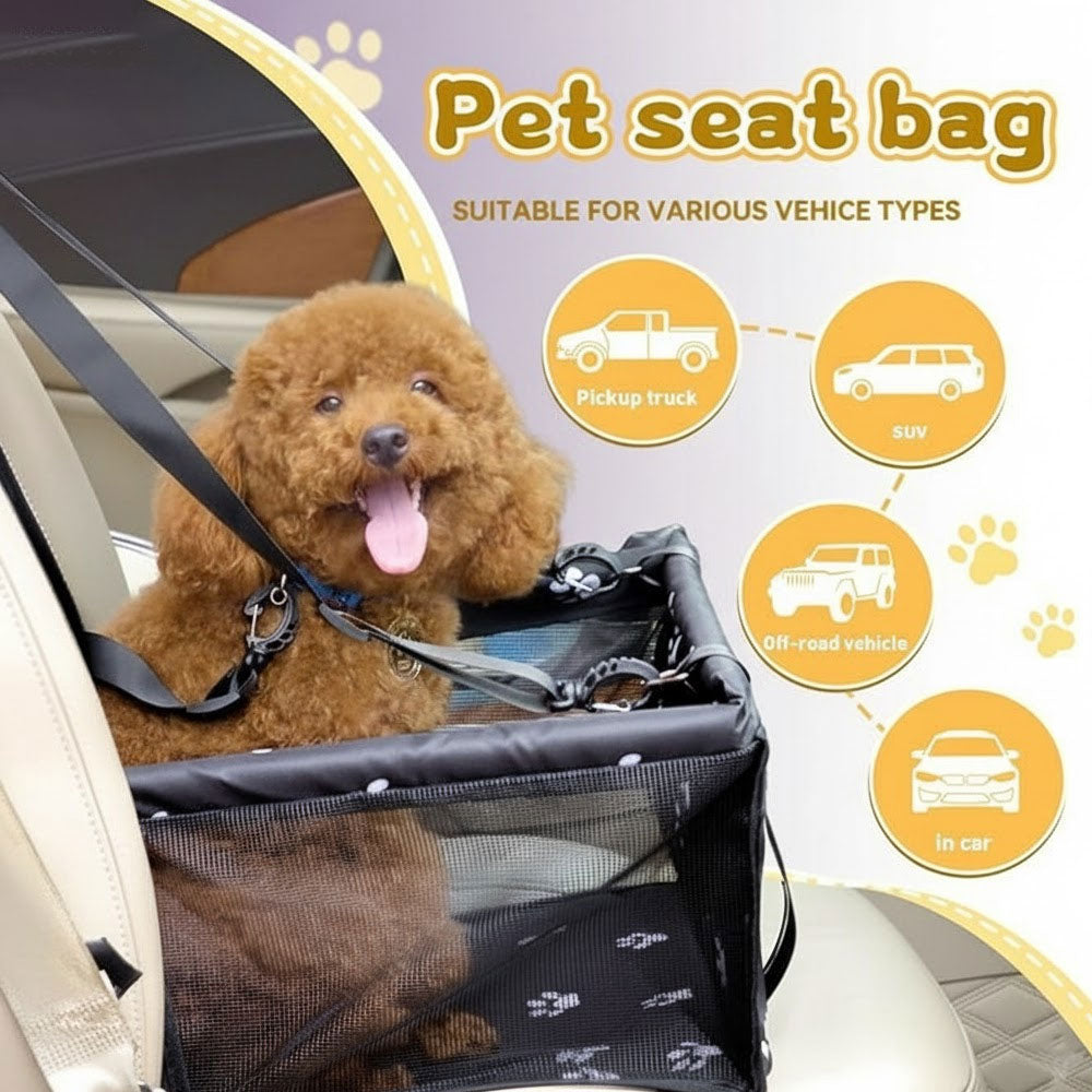 Dog Car Seat Travel Carrier Booster Cage, Breathable Folding Soft Washable Travel Bags for Dogs Cats or Other Small Pets,