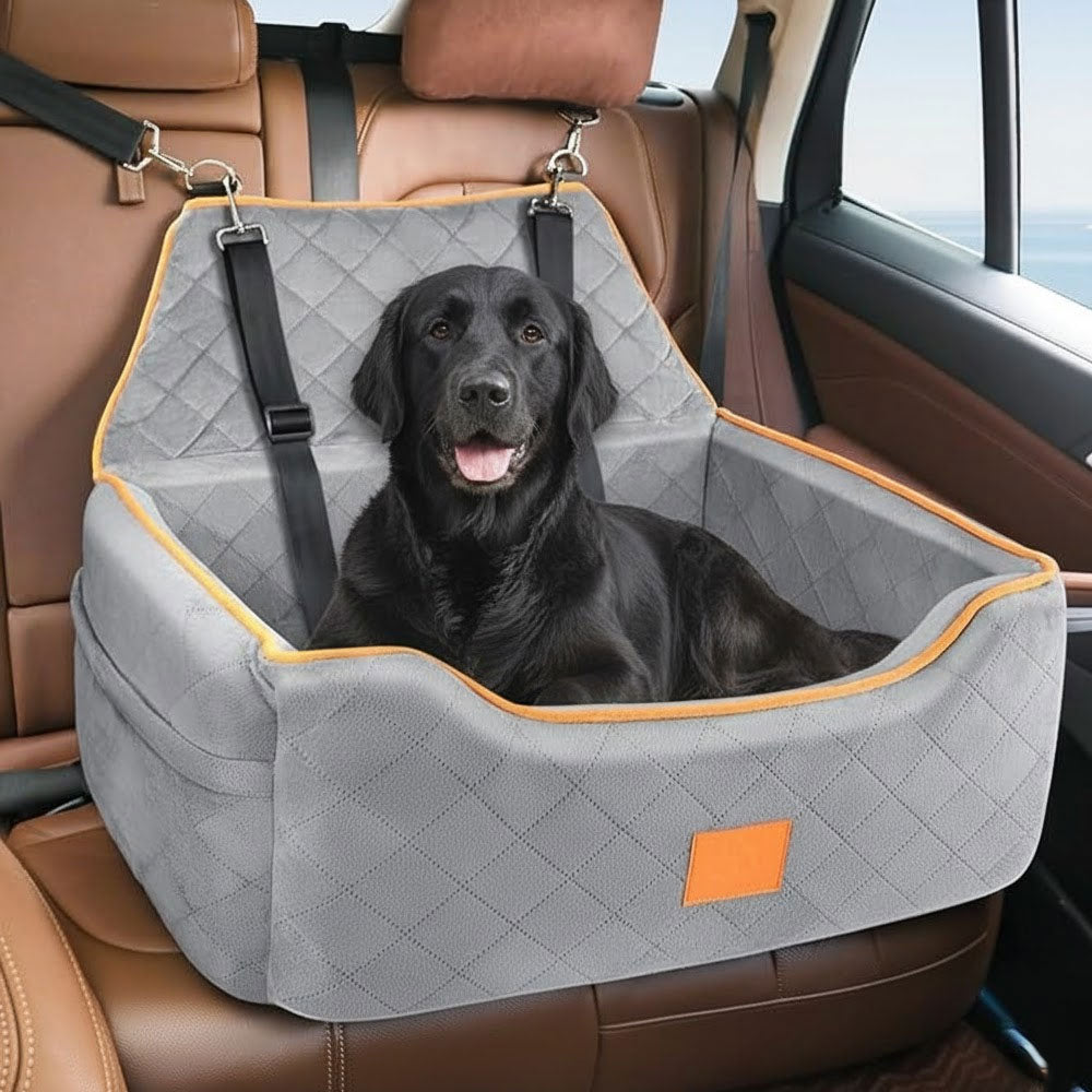 Dog Car Seat for Large/Medium Dogs, Dog Booster Seat for Pet Under 55Lbs or 2 Small, Washable Travel Pet Bed with Thick Cushion and Storage Pockets
