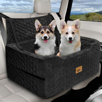 Dog Car Seat for Medium & Large Dogs – Washable Booster Seat with Dual Safety Leashes
