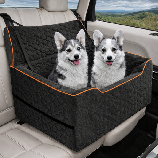 Dog Car Seat for Medium/Large Dogs, Washable Dog Booster Seat Under 60 lbs or 2 Small Dogs, Multi-Functional Pet Car Seat with Thick Cushion, 2 Safety Leashes