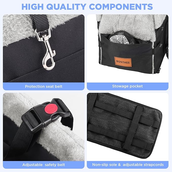 Dog Car Seat for Small Dogs, Washable Foldable Puppy Car Seat