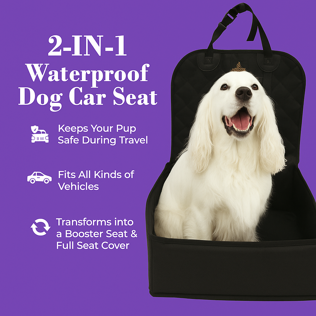 Dog Car Seat for Small to Medium Pets, Waterproof Protective Booster With 2 Safety Harness Seat Belts