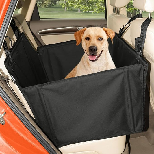 Extra Stable Dog Car Seat with Seat Belt – Waterproof and Robust Design for the Back Seat with 4 Fastening Straps for Large Dogs up to 26 kg